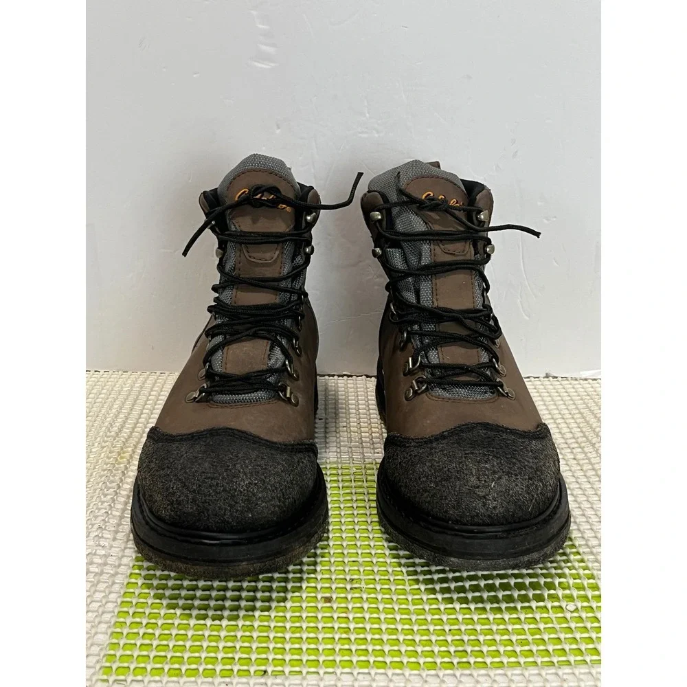 Cabelas Studded Felt Sole Wading Boots Men's 11 D Brown Fly Fishing 83-0820